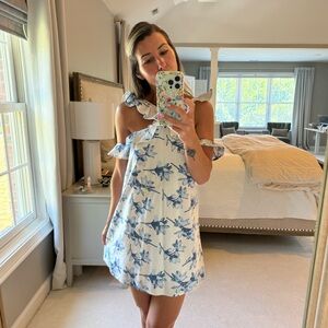 Blue and White Ruffled Sundress, JOA